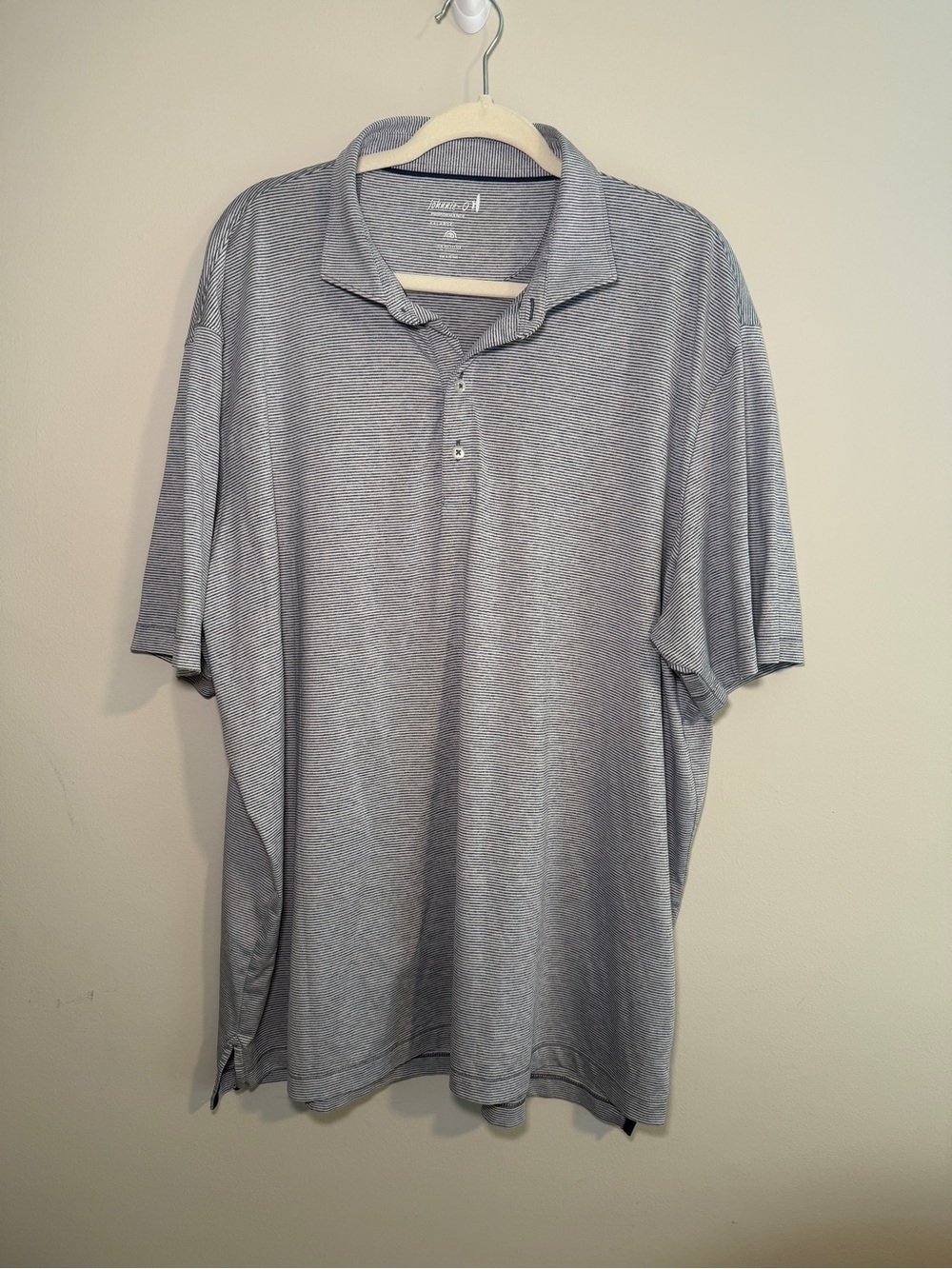 johnnie-O Lyndon Performance Polo Striped Heather Twilight Blue Golf Shirt XXL